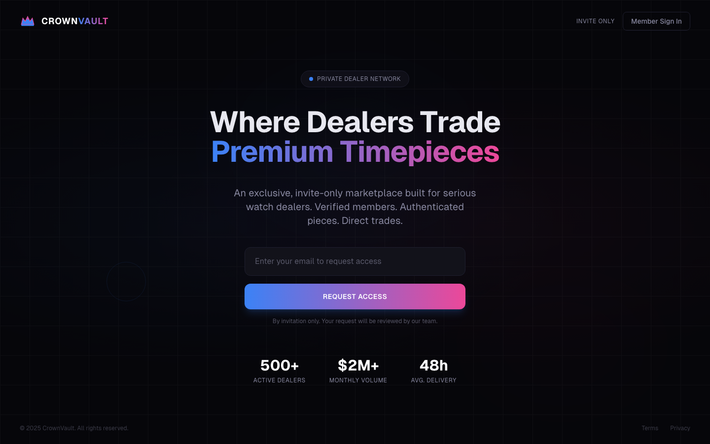 CrownVault landing page